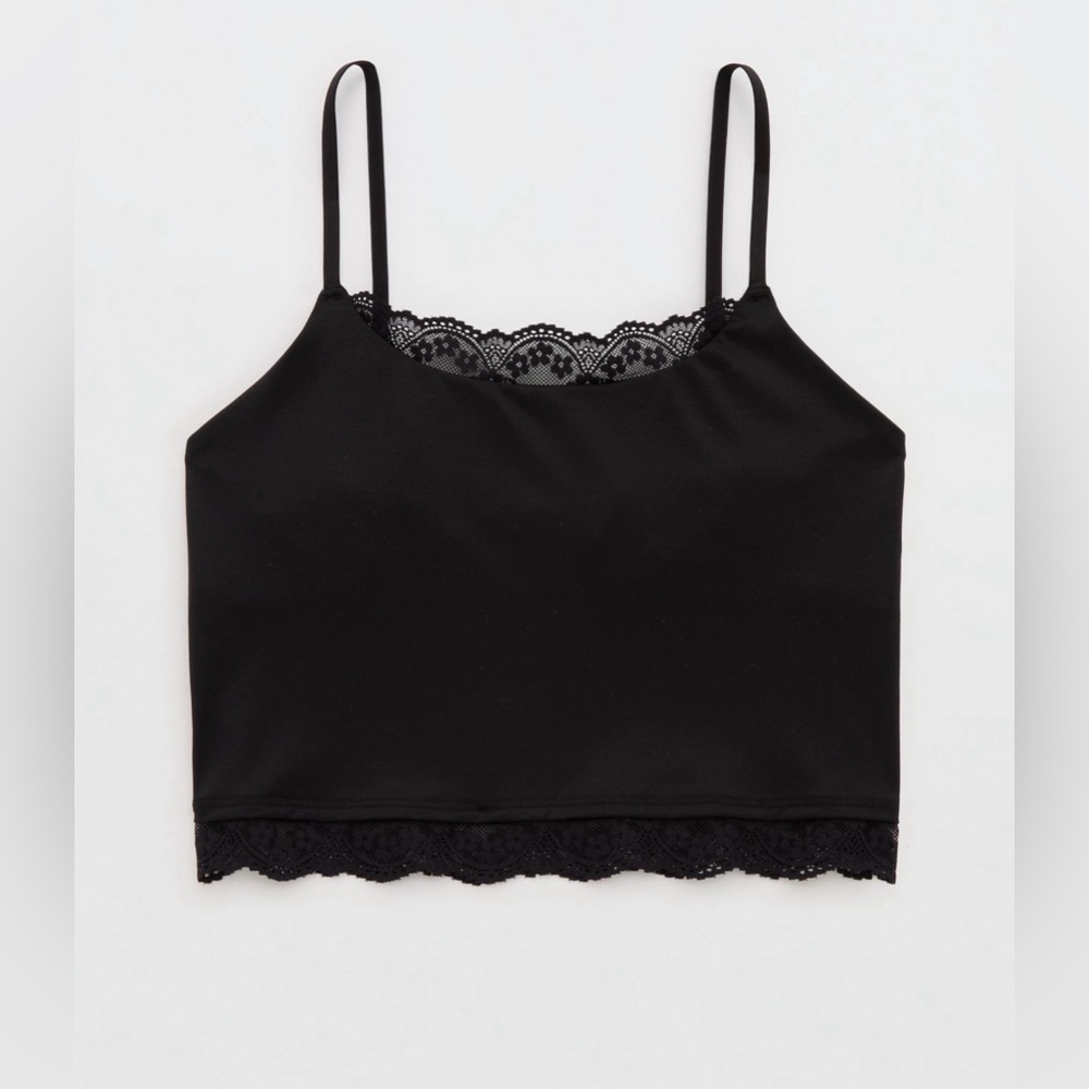 Aerie Black Lace Trim Cami Top - Picture 3 of 6